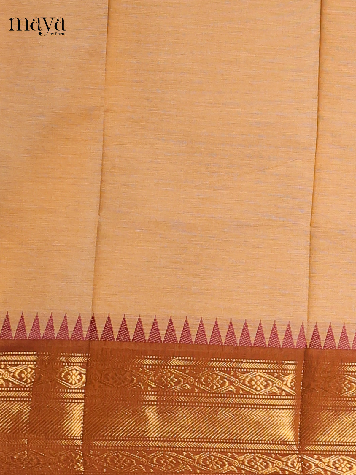 Beige Brown & Brown - Chettinad Cotton Unstitched Top & Dupatta - MDC12010