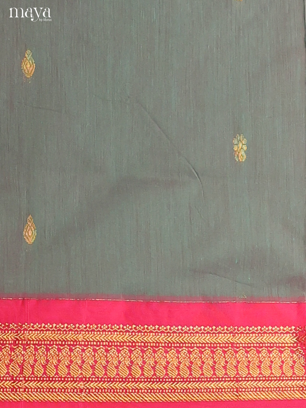 Bluish Grey with Pink - Kalyani Cotton unstitched Top & Dupatta - MDC20002