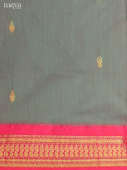 Bluish Grey with Pink - Kalyani Cotton unstitched Top & Dupatta - MDC20002