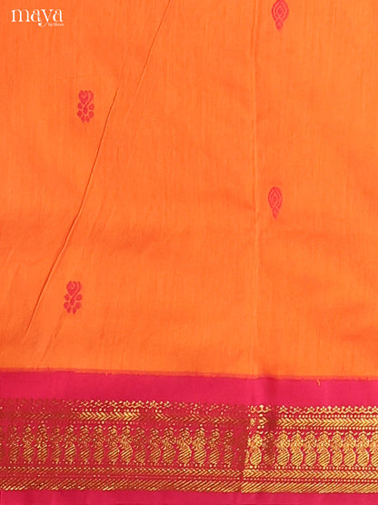Orange with Pink Kalyani Cotton Unstitched Top & Dupatta - MDC20006
