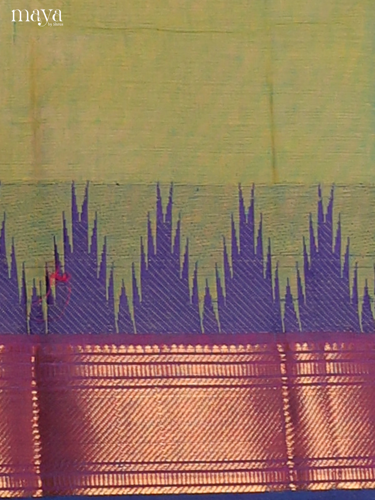 Green & Blue Chettina Cotton Dupatta with blue zari border