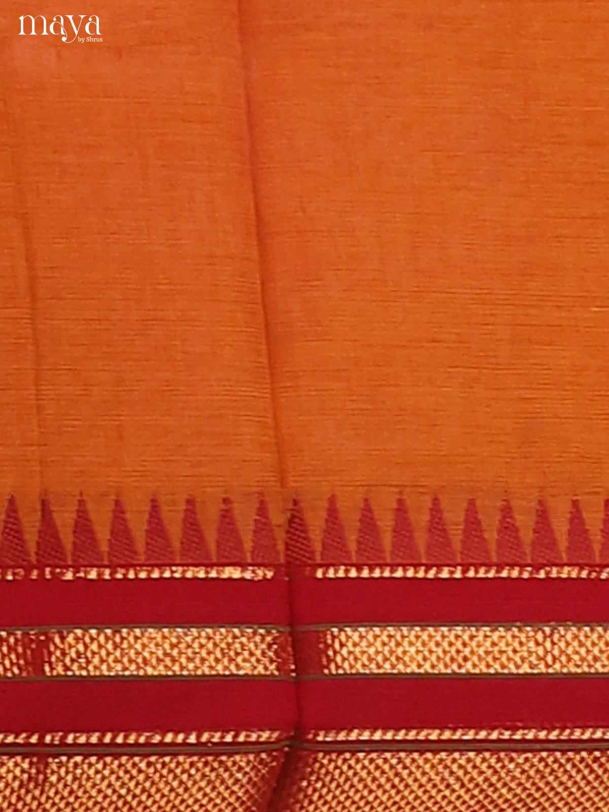 Bright Mustard Chettinad cotton  Dupatta with Red zari border