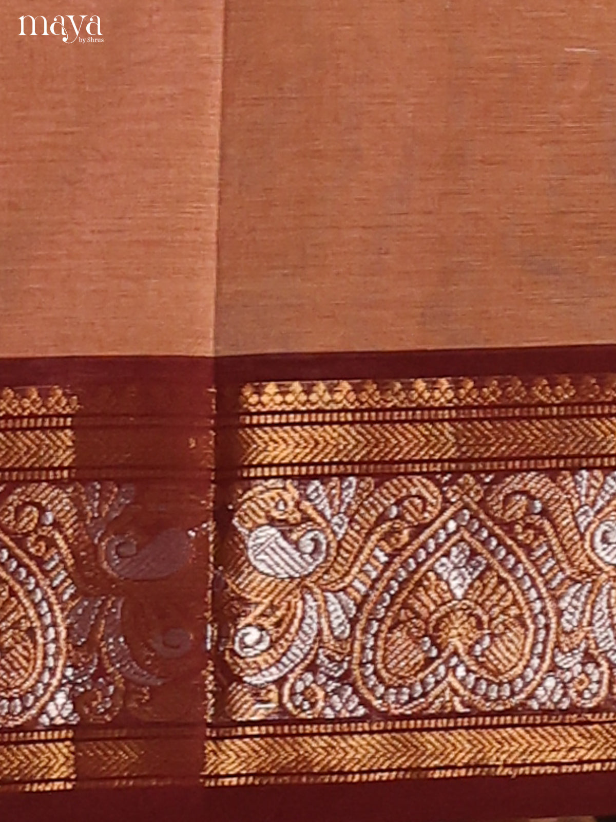 Elegant Beige Chettinad  Dupatta with Maroon zari border
