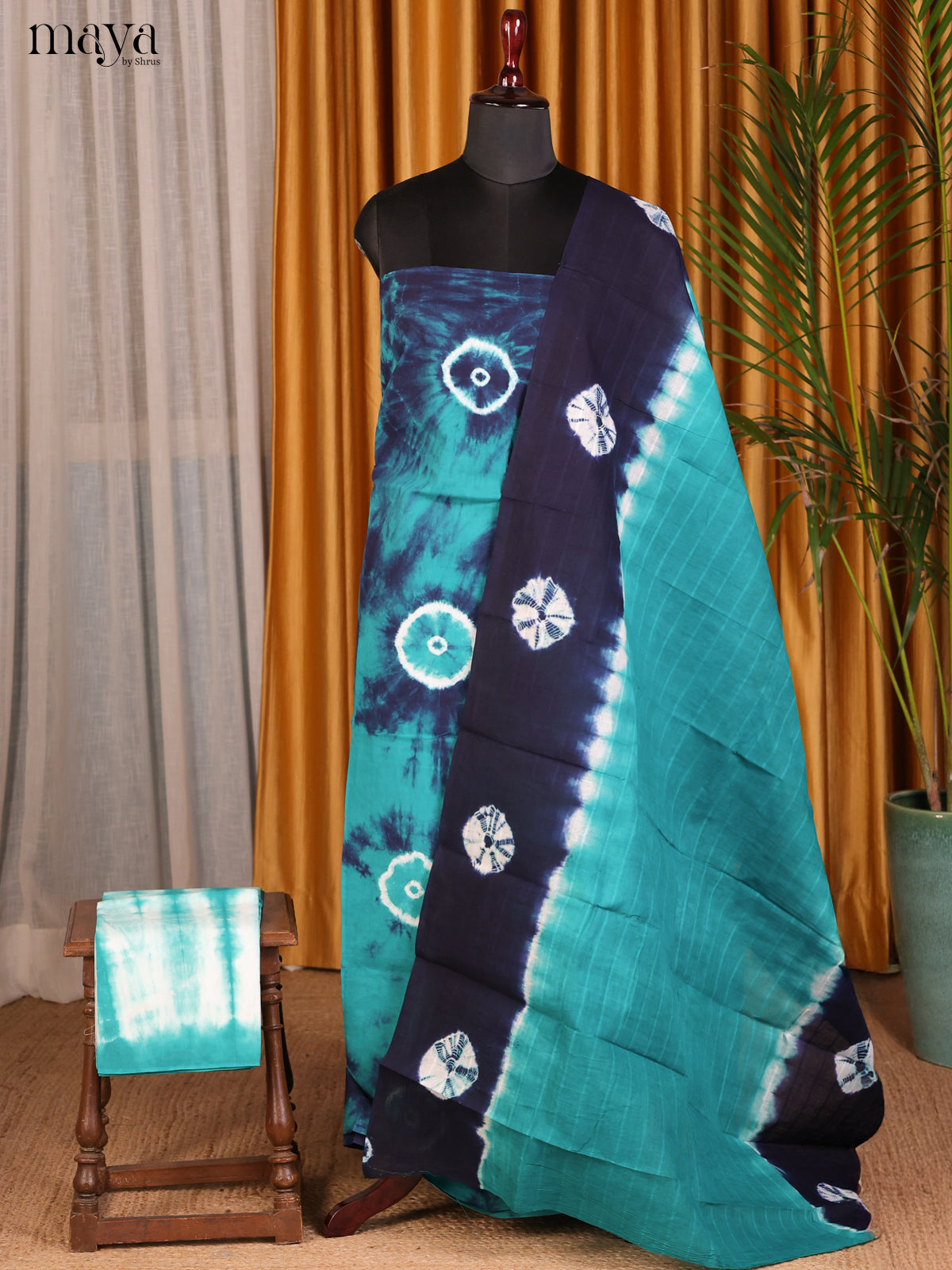 Teal with Blue - Shibori Salwar
