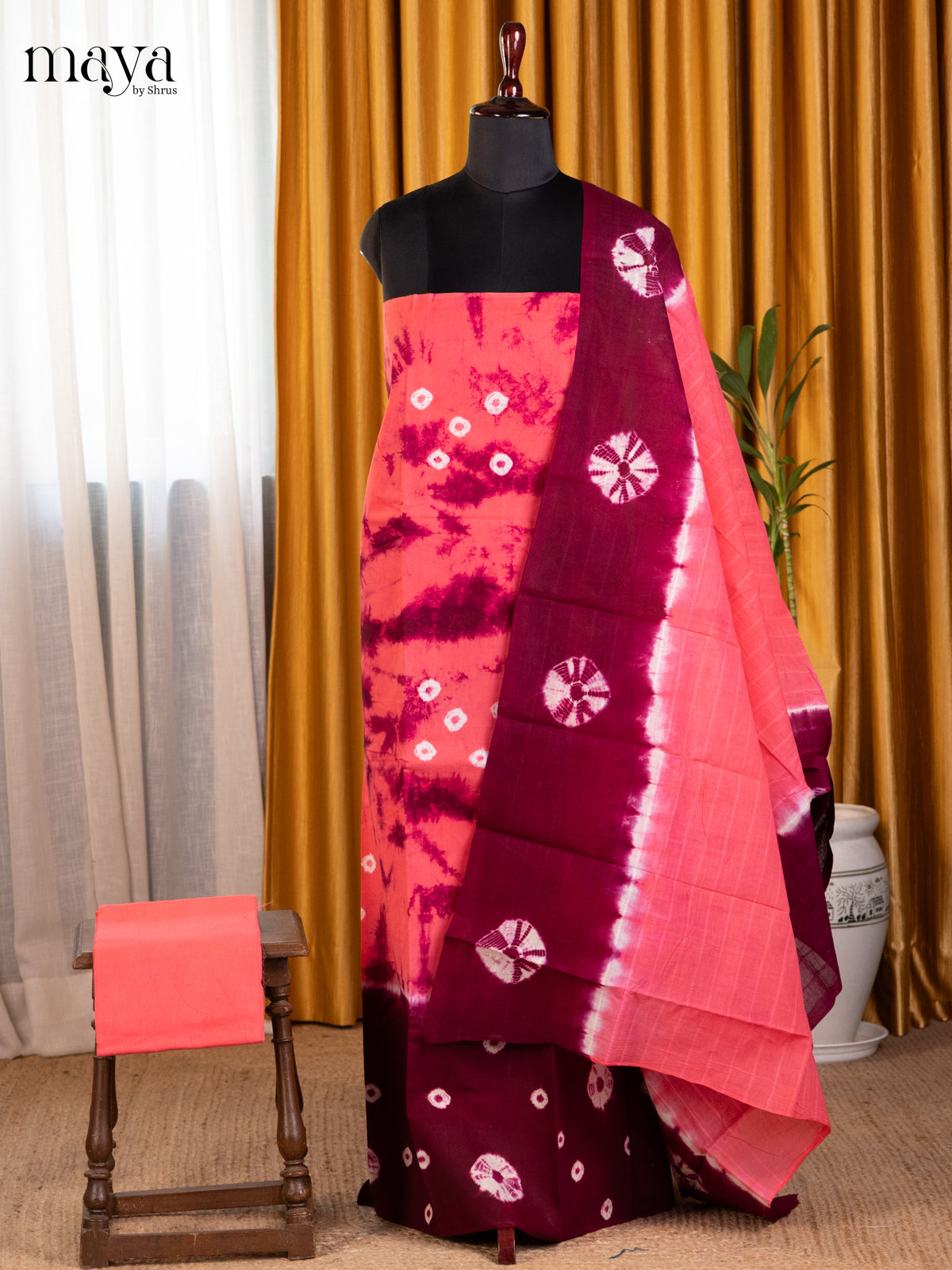 Pink & Maroon - Shibori Salwar