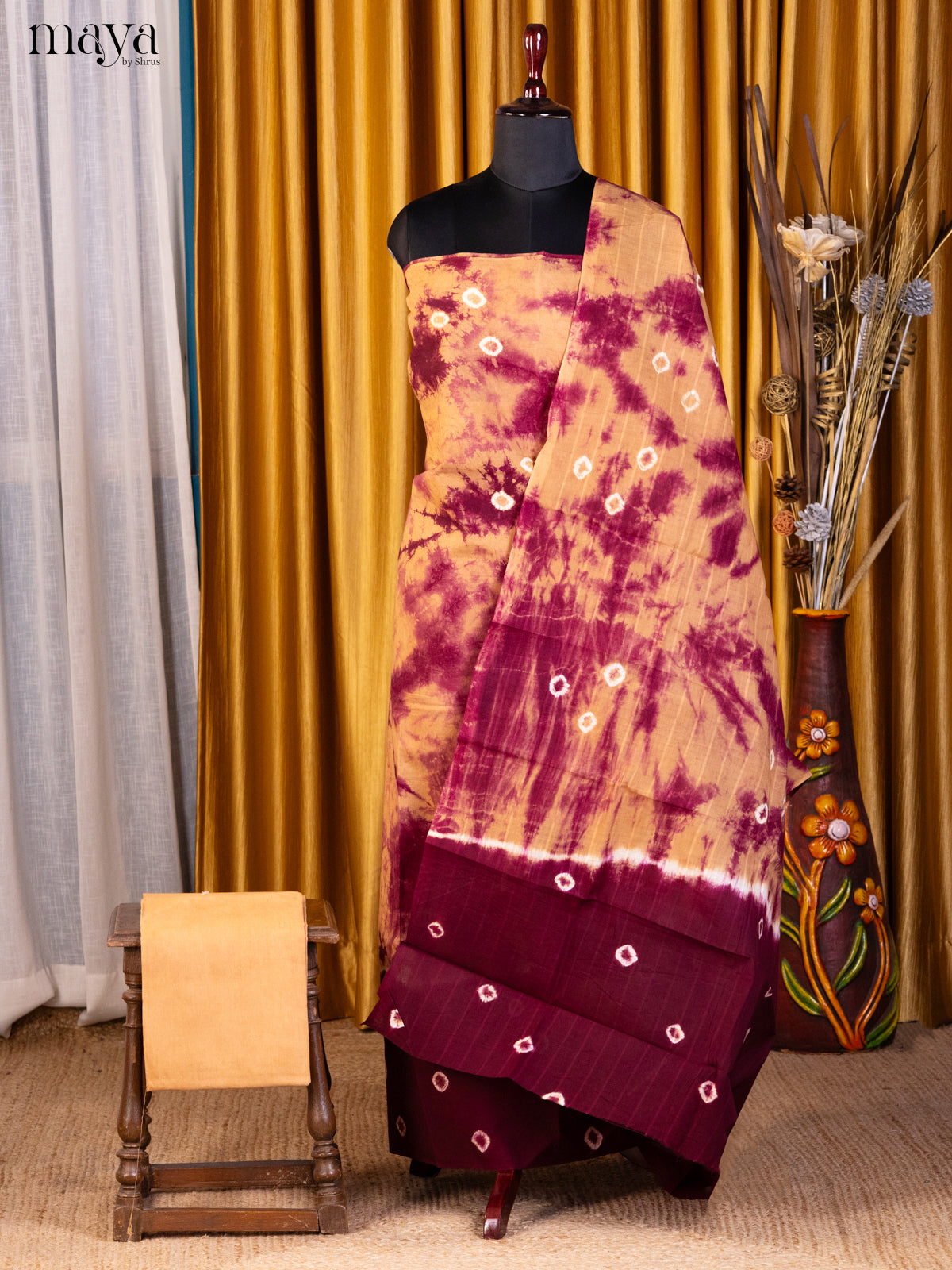 Lite Orange & Maroon- Shibori Salwar