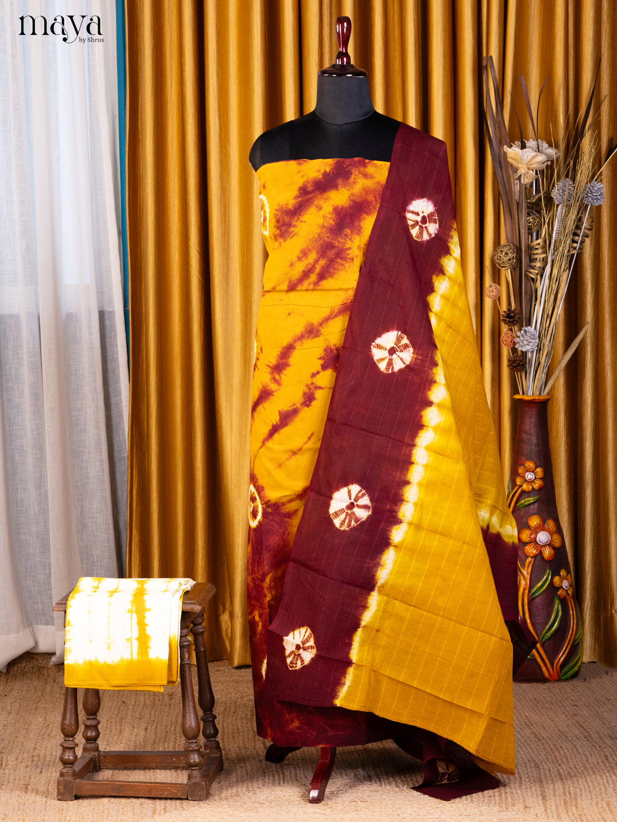 Mustard & Maroon - Shibori Salwar