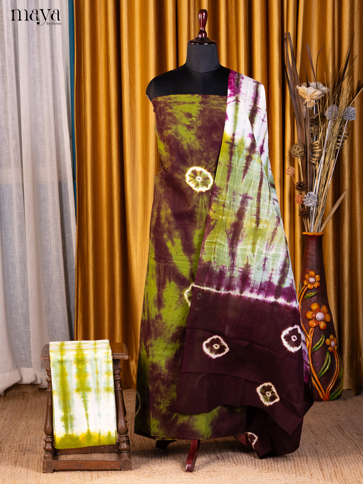 Green & Brown- Shibori Salwar