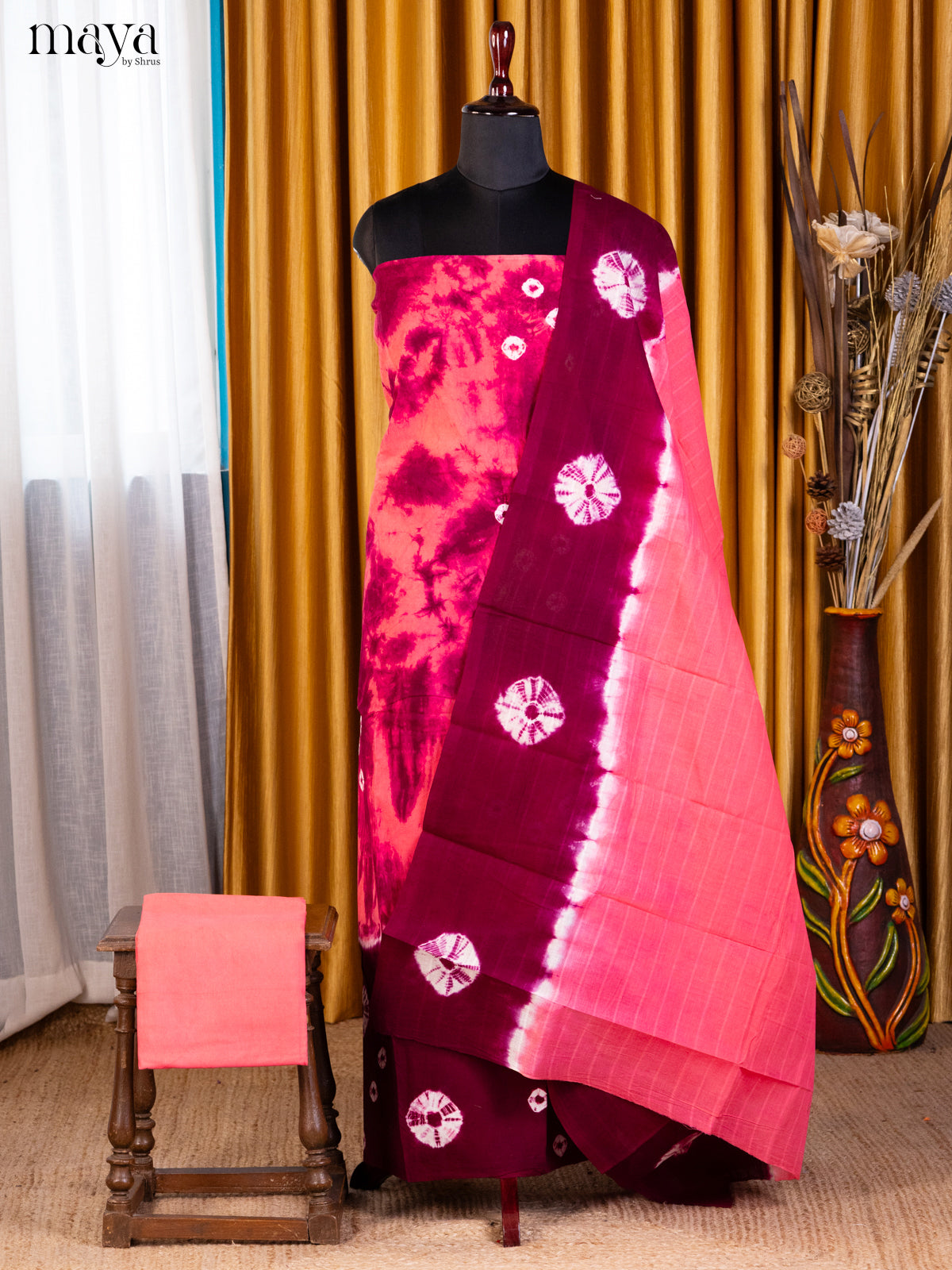 Pink & Maroon - Shibori Salwar