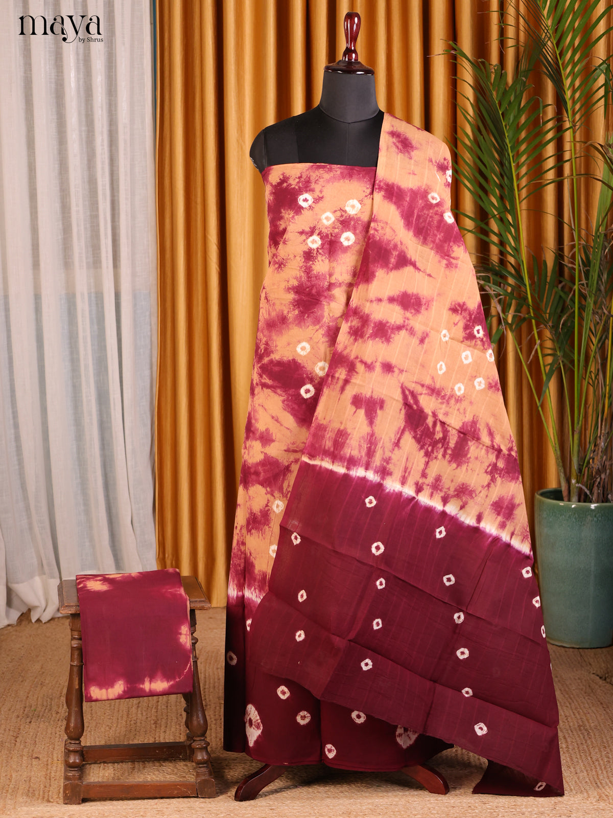 Orange & Maroon - Shibori Salwar