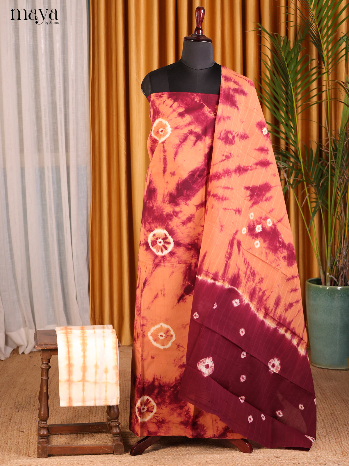 Orange & Maroon - Shibori Salwar