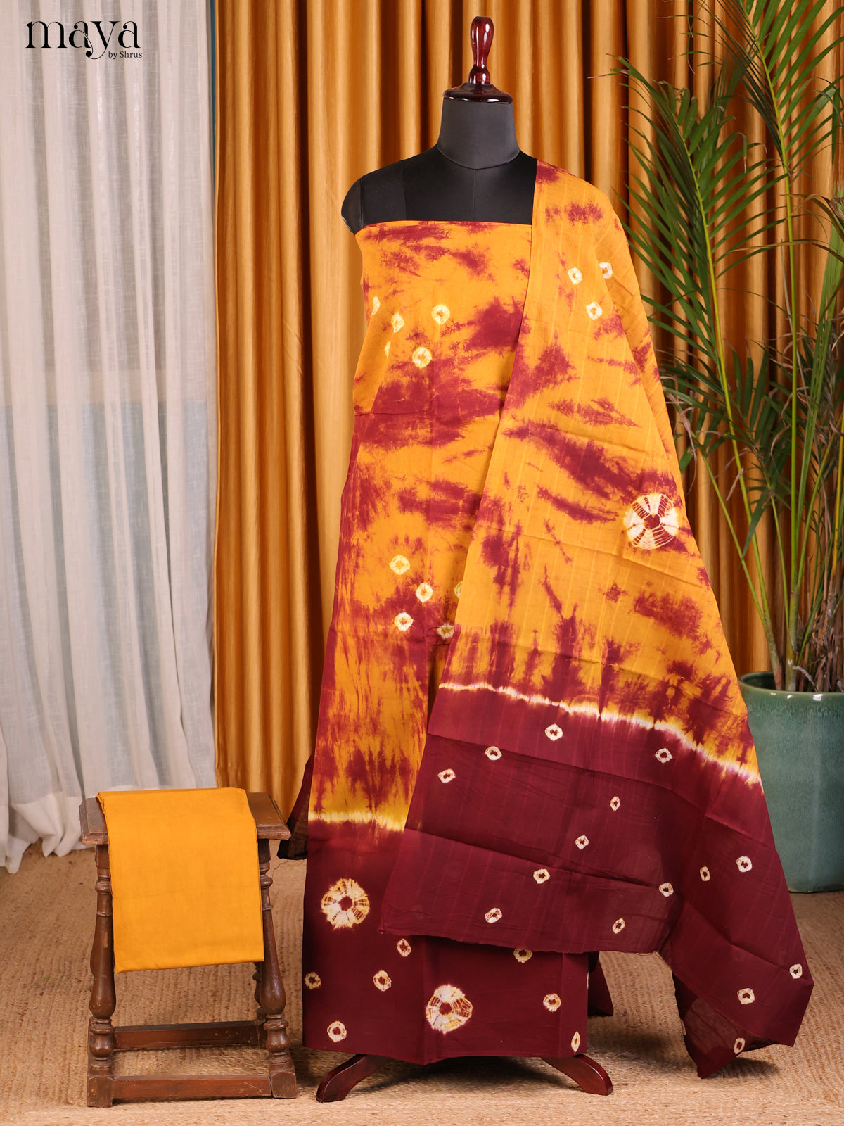 Mustard & Maroon - Shibori Salwar