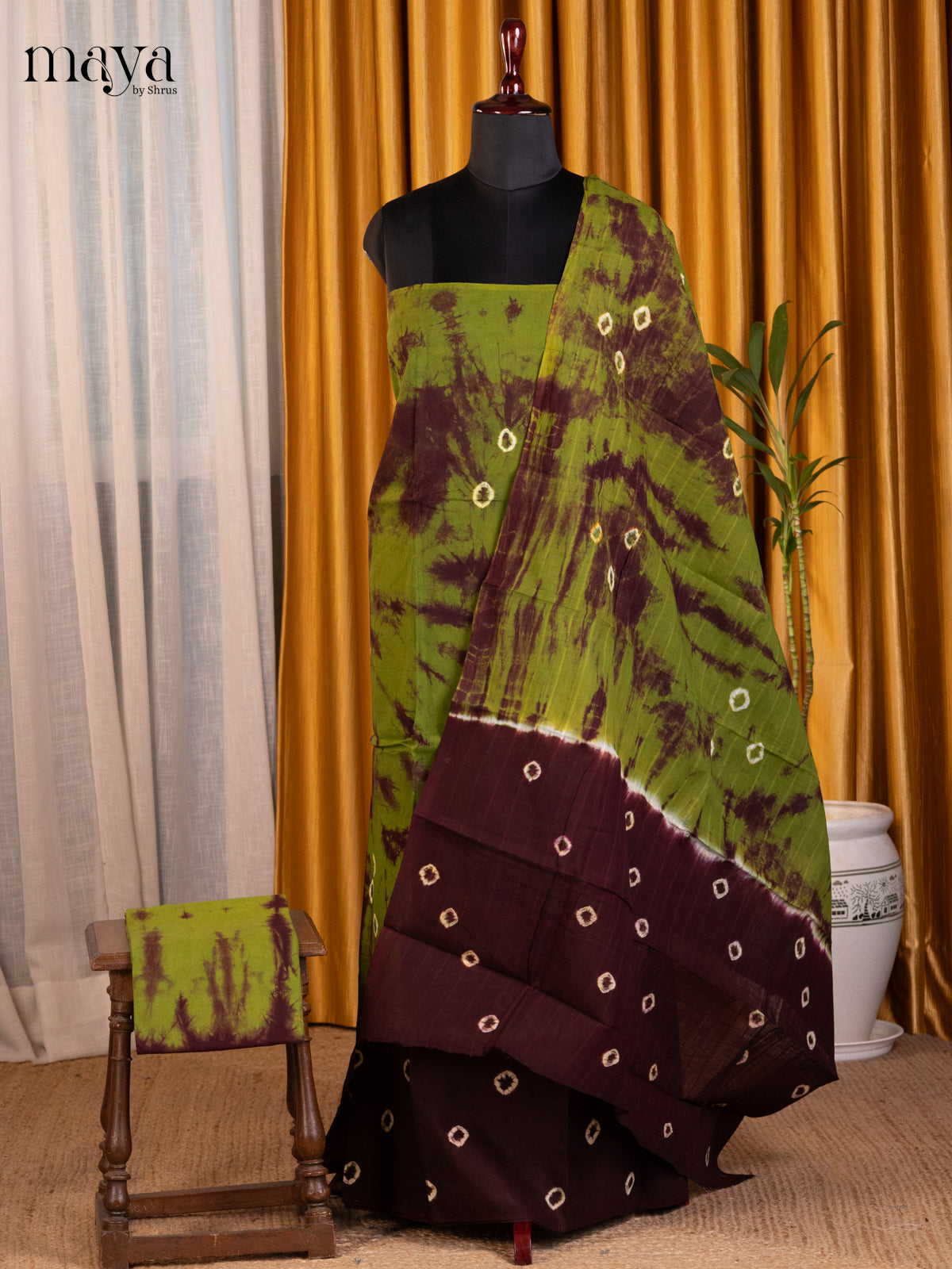 Green & Maroon - Shibori Salwar