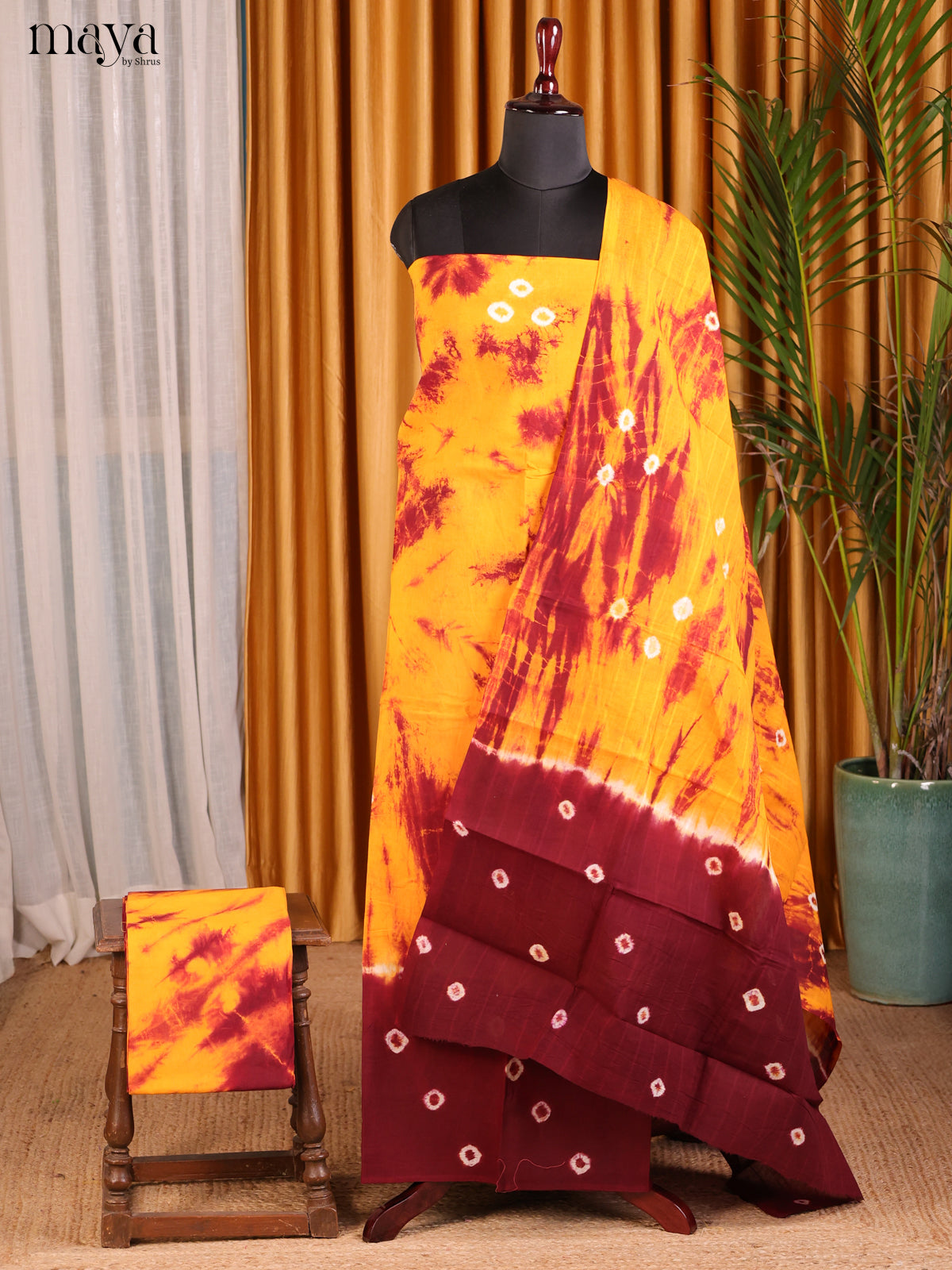 Mustard & Maroon - Shibori Salwar