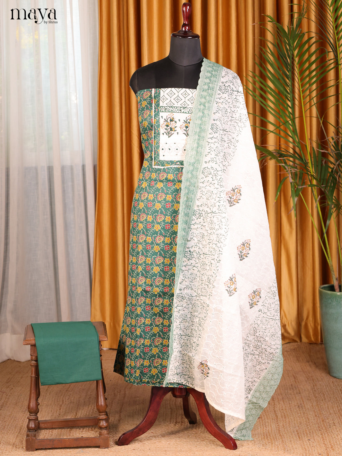 Green & White - Cotton salwar