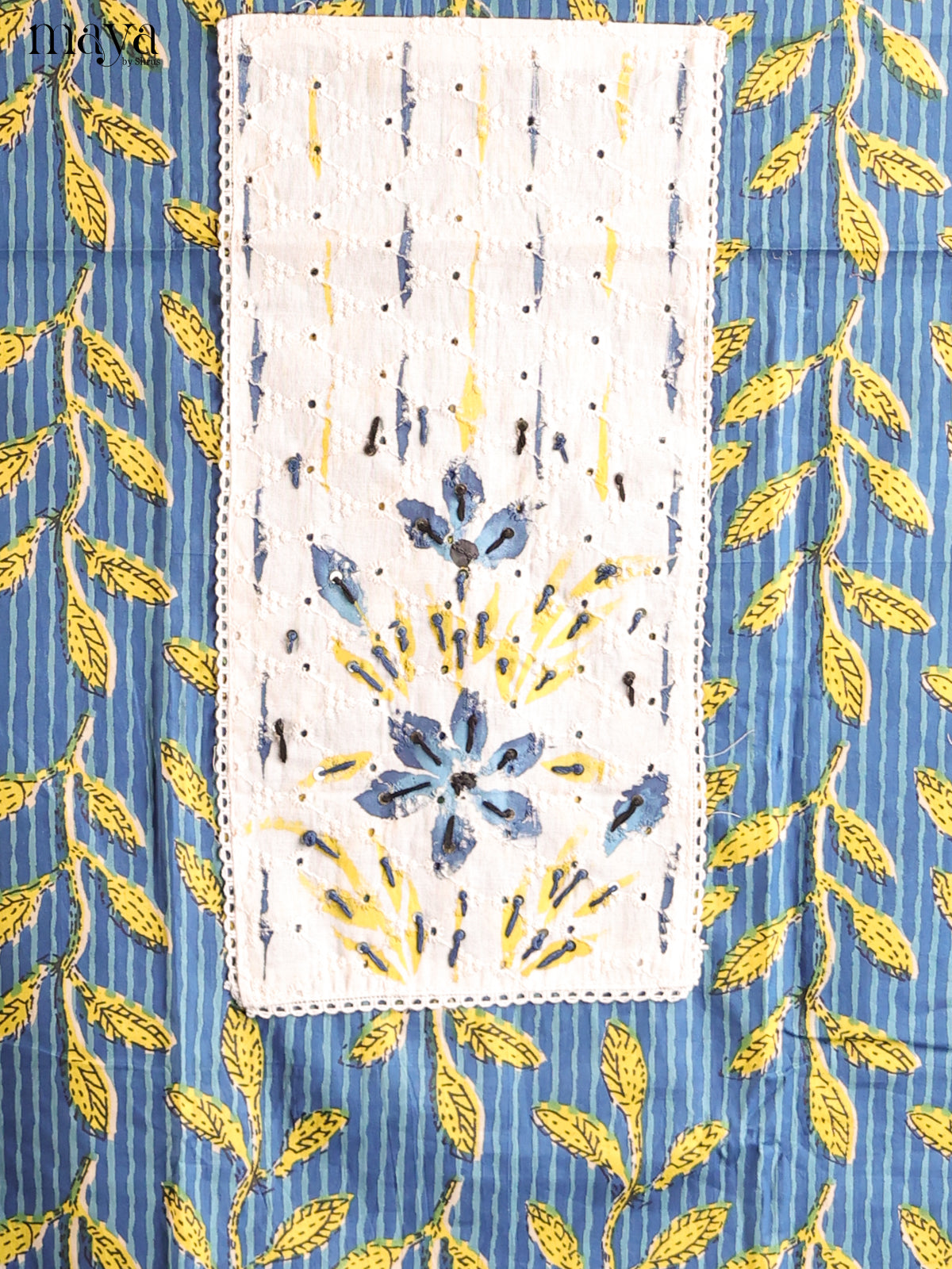 Blue & Cream - Cotton salwar