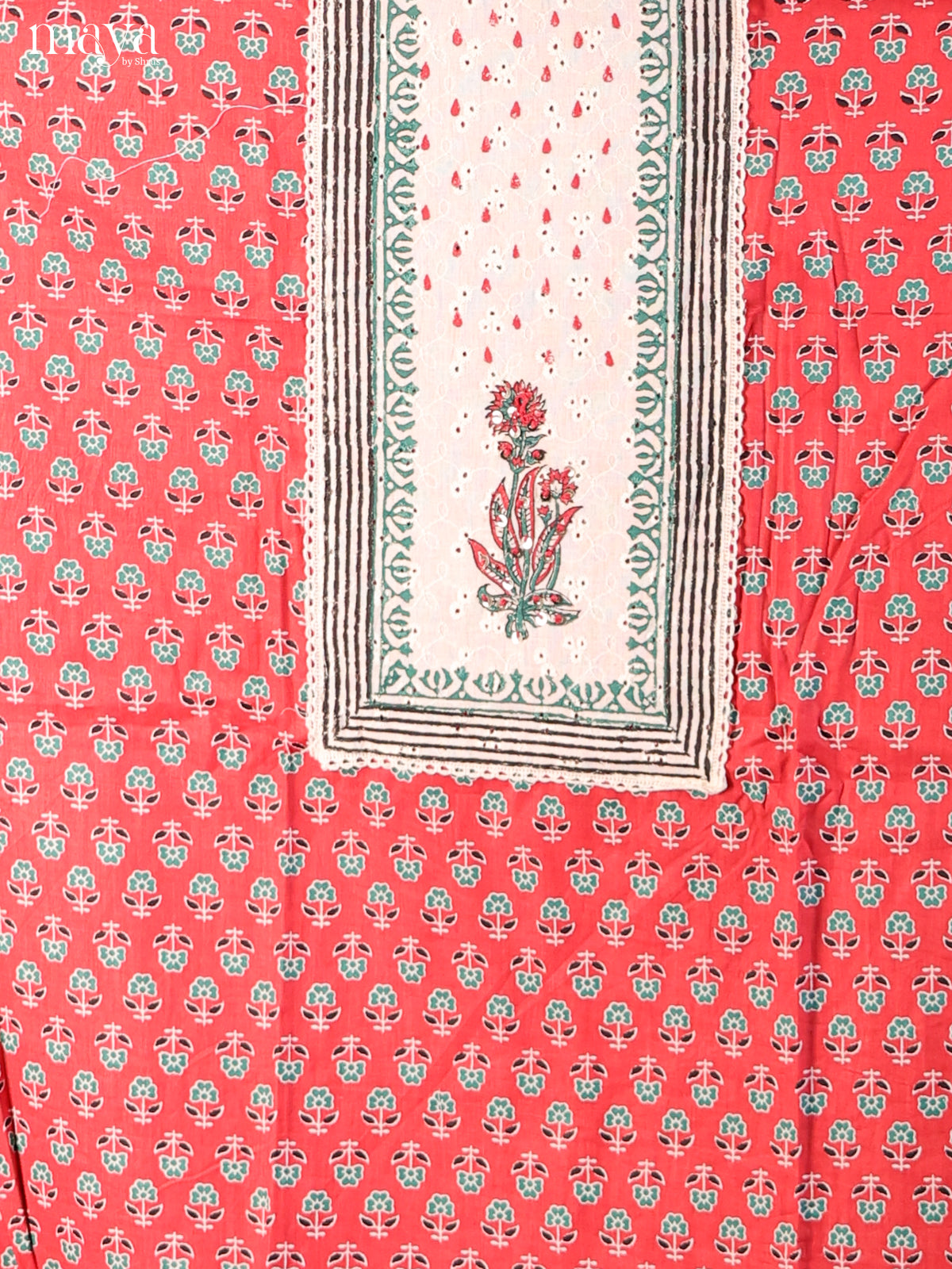 Red & Cream  - Cotton salwar