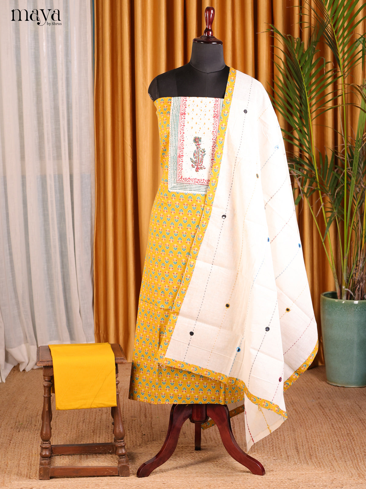 Yellow & Cream - Cotton salwar