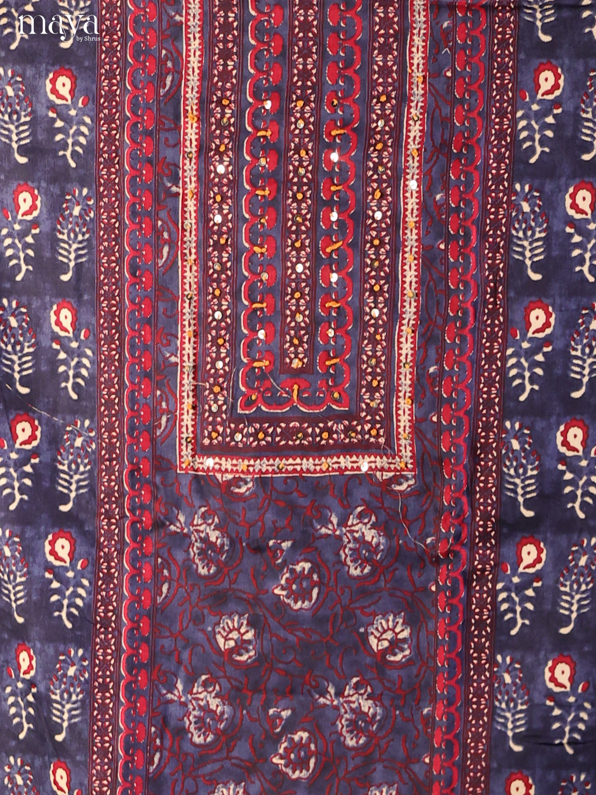 Blue & Maroon - Cotton salwar