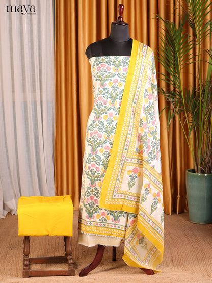 Cream & Yellow - Cotton salwar