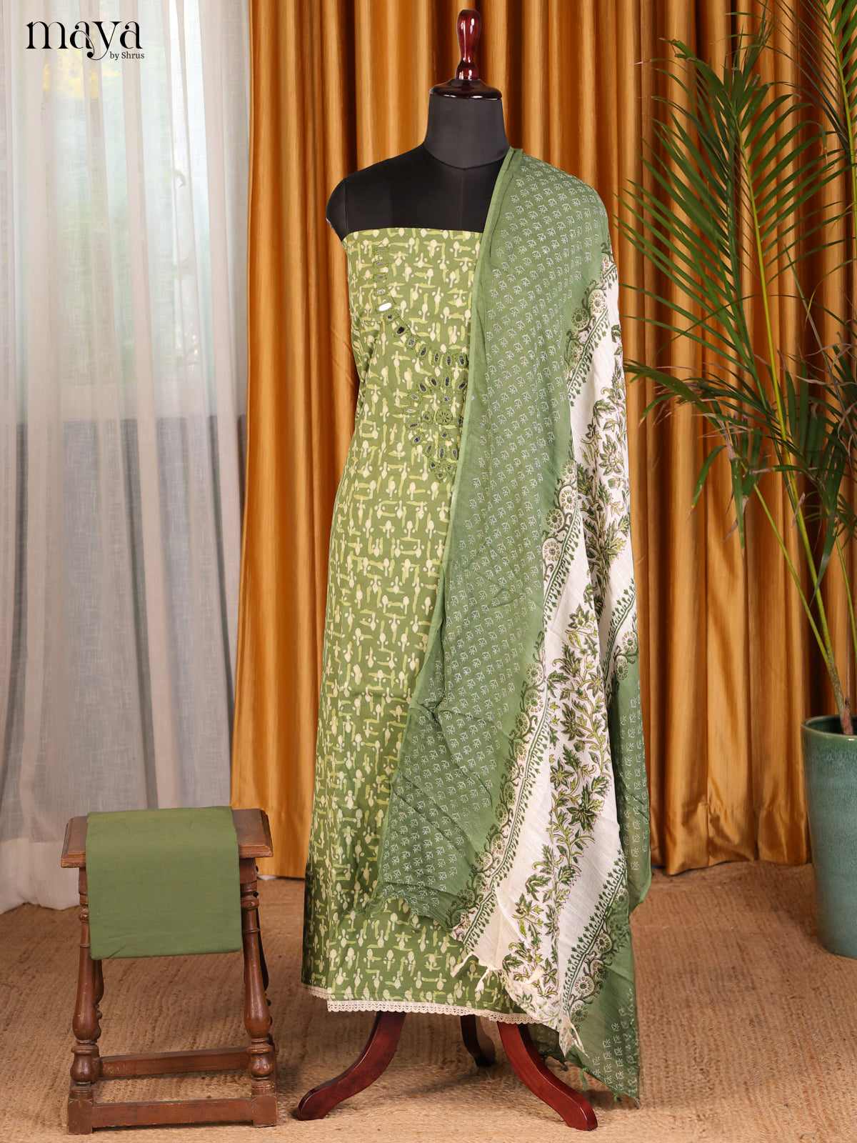 Green & White- Cotton salwar