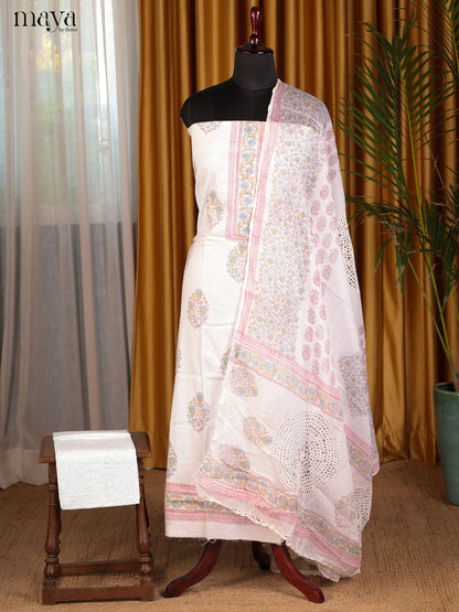 Cream & Pink - Cotton salwar
