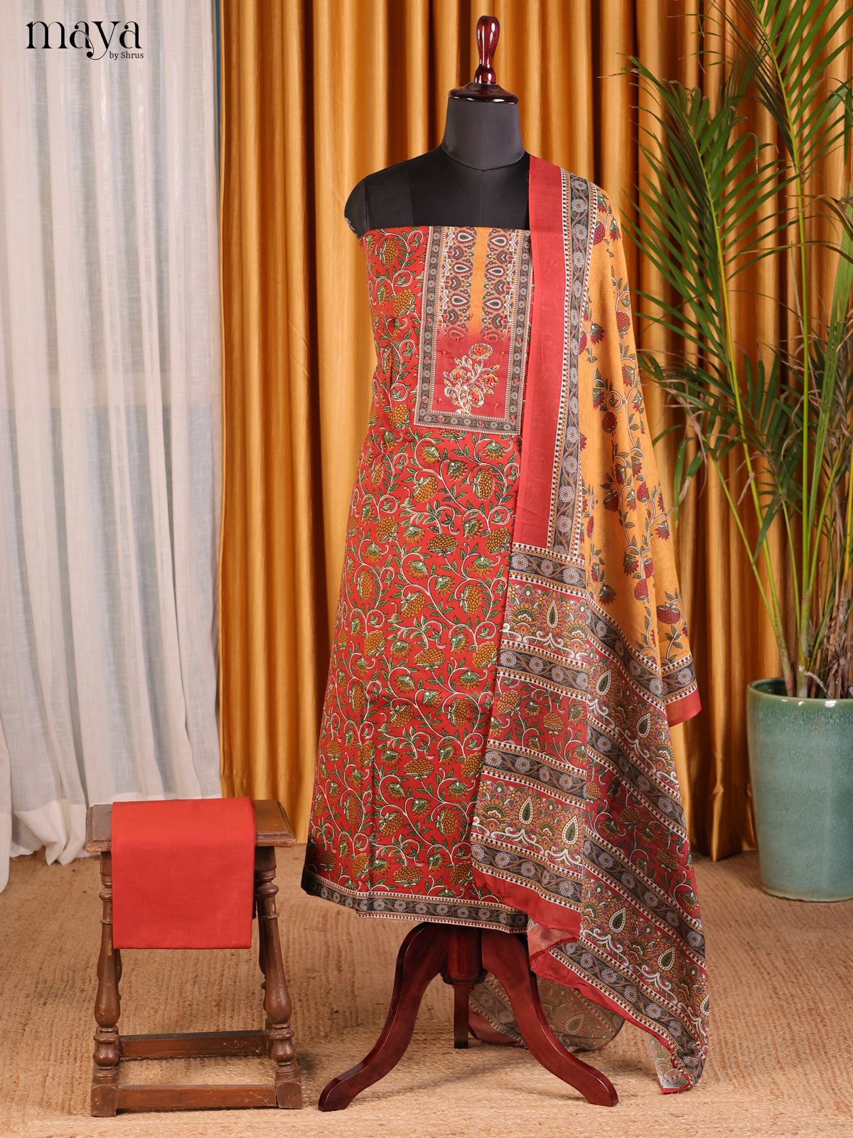 Red & Mustard - Cotton salwar
