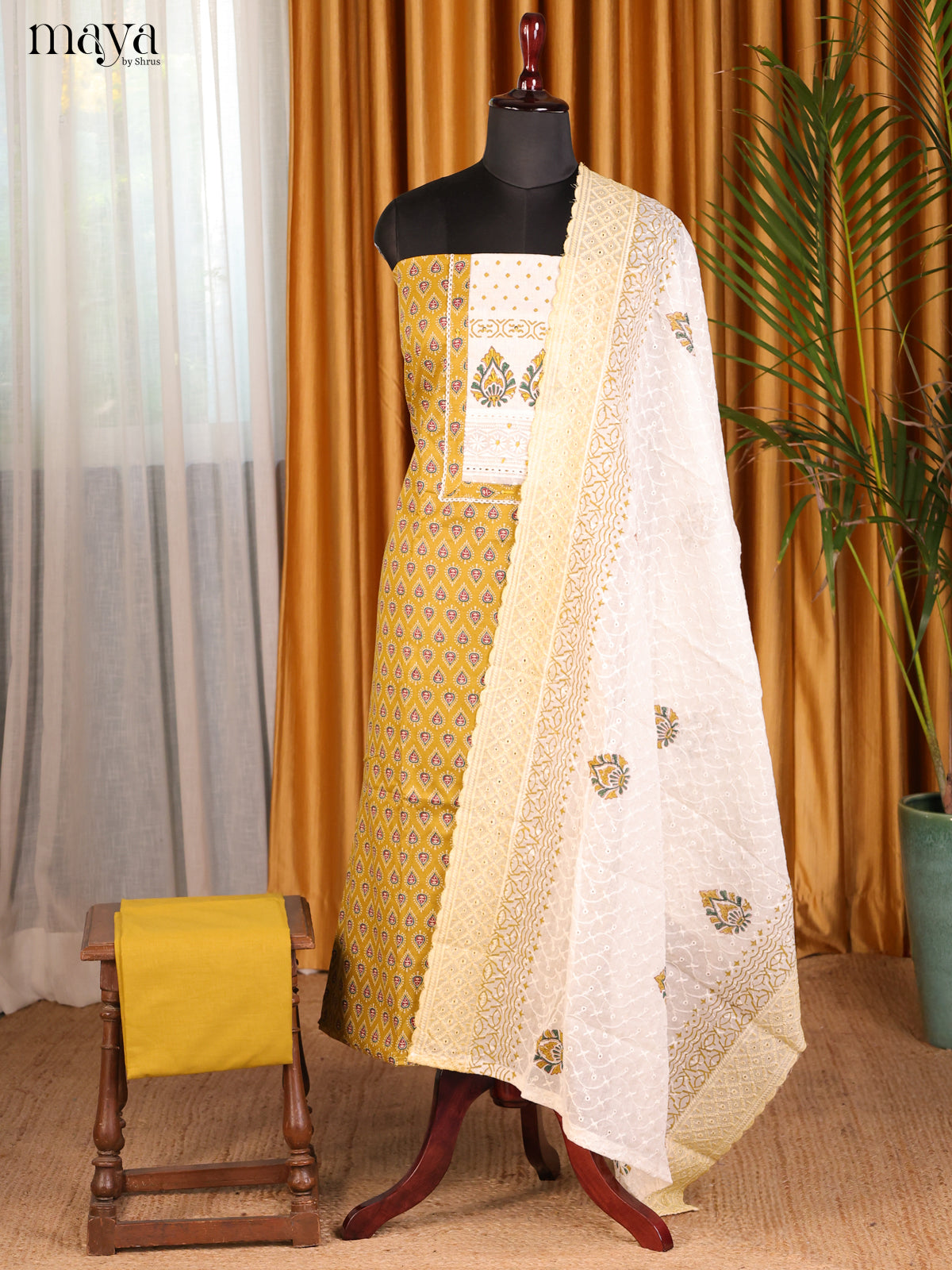 Yellow & White  - Cotton salwar
