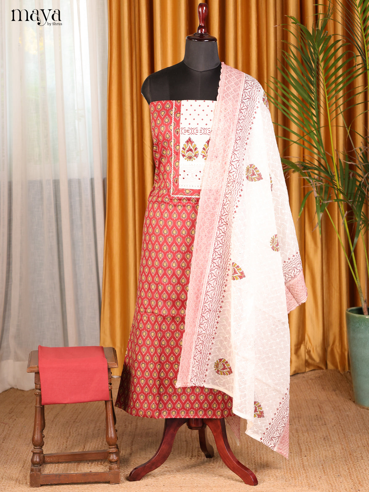 Red & white - Cotton salwar