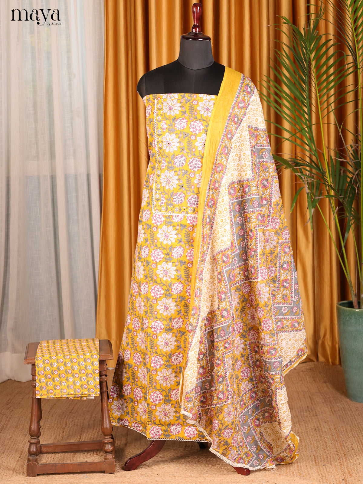 Yellow & Cream - Cotton salwar
