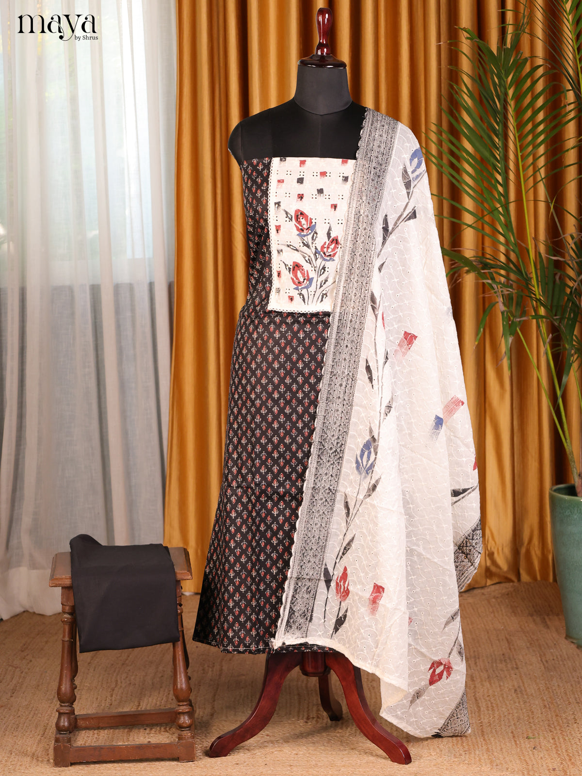 Black & Cream - Cotton salwar