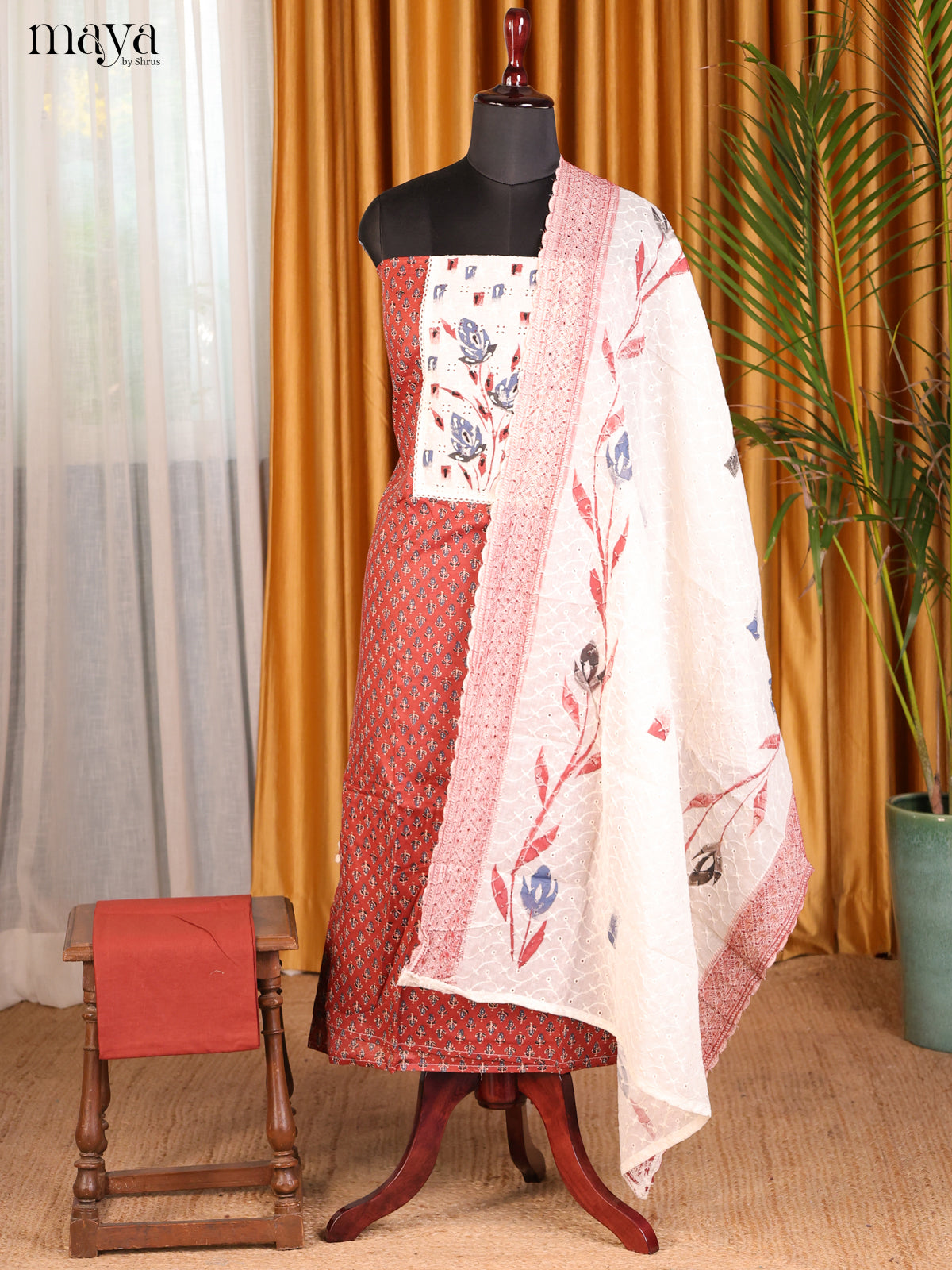 Red & Cream - Cotton salwar