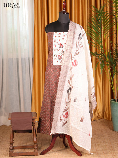 Chocolate brown & Cream - Cotton salwar