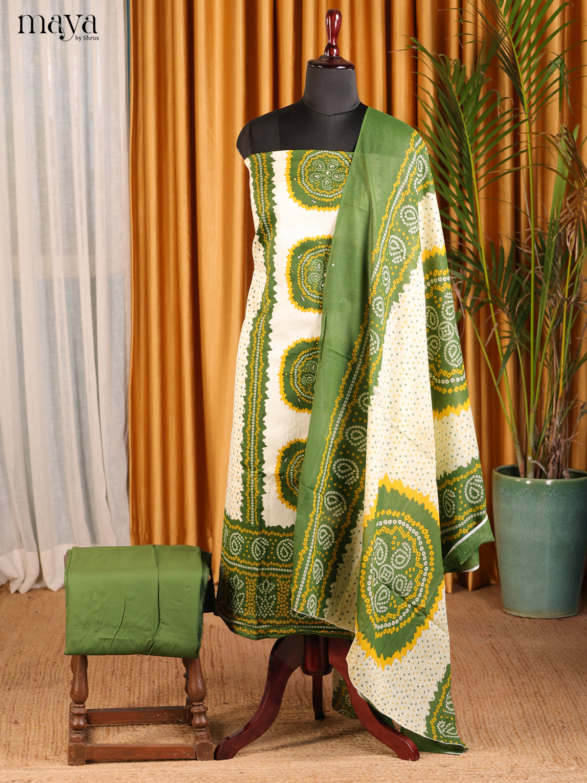 White & Green - Bandhini salwar