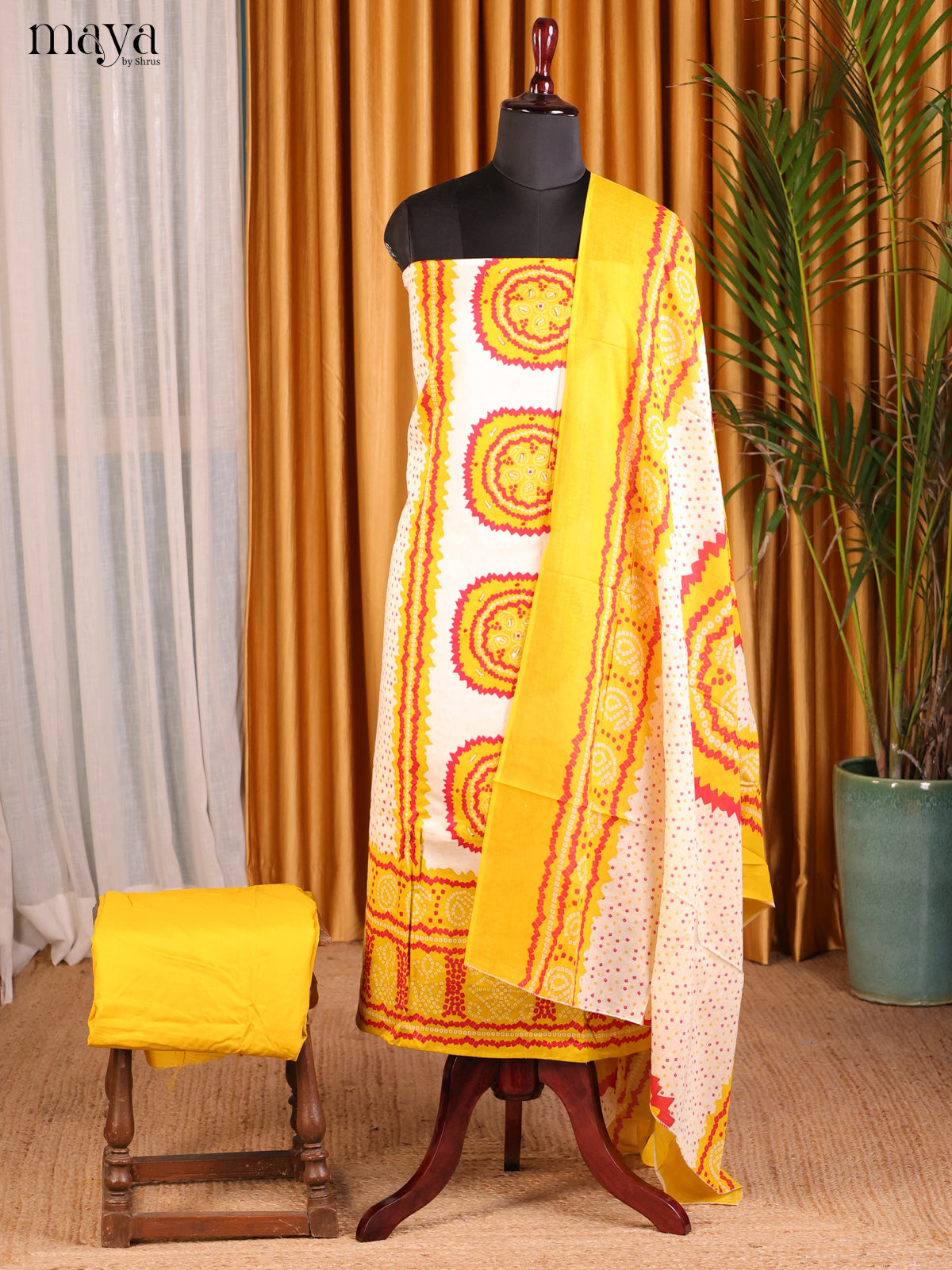 White & Yellow - Bandhini salwar
