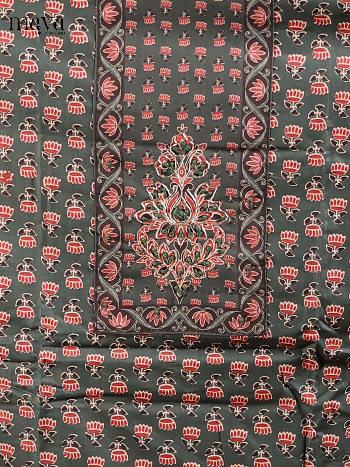 Dark Green with Red - Cotton salwar