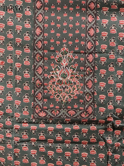 Dark Green with Red - Cotton salwar