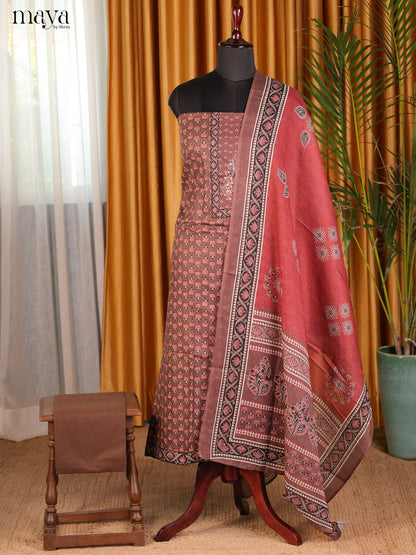 Brown & Red - Cotton salwar