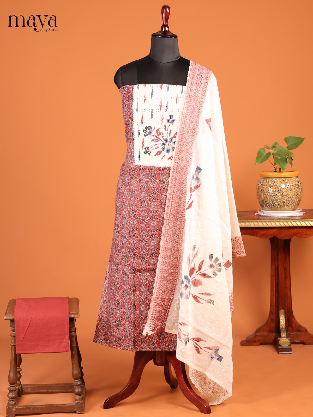 Brown with Cream - MDD21014 - Cotton salwar