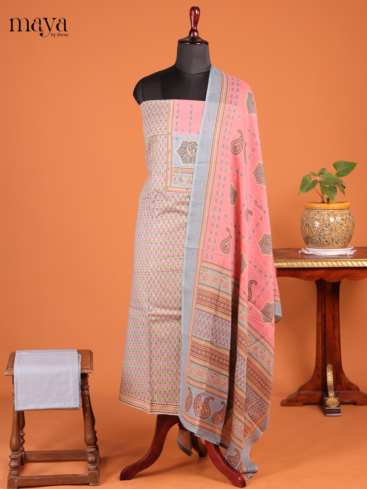 Grey & Pink -  MDD21018 - Cotton salwar