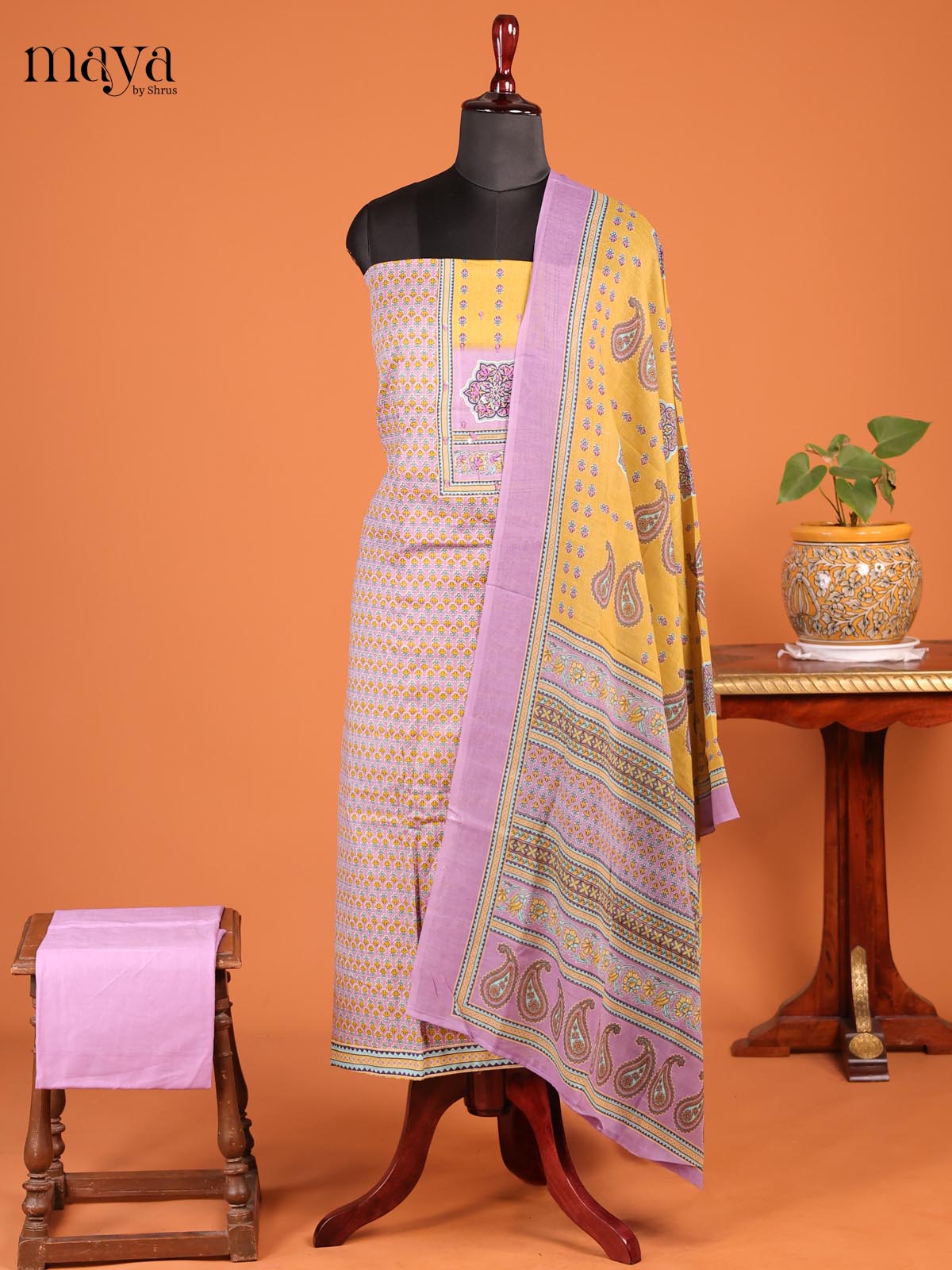 Lavender & Yellow - MDD21019 - Cotton salwar