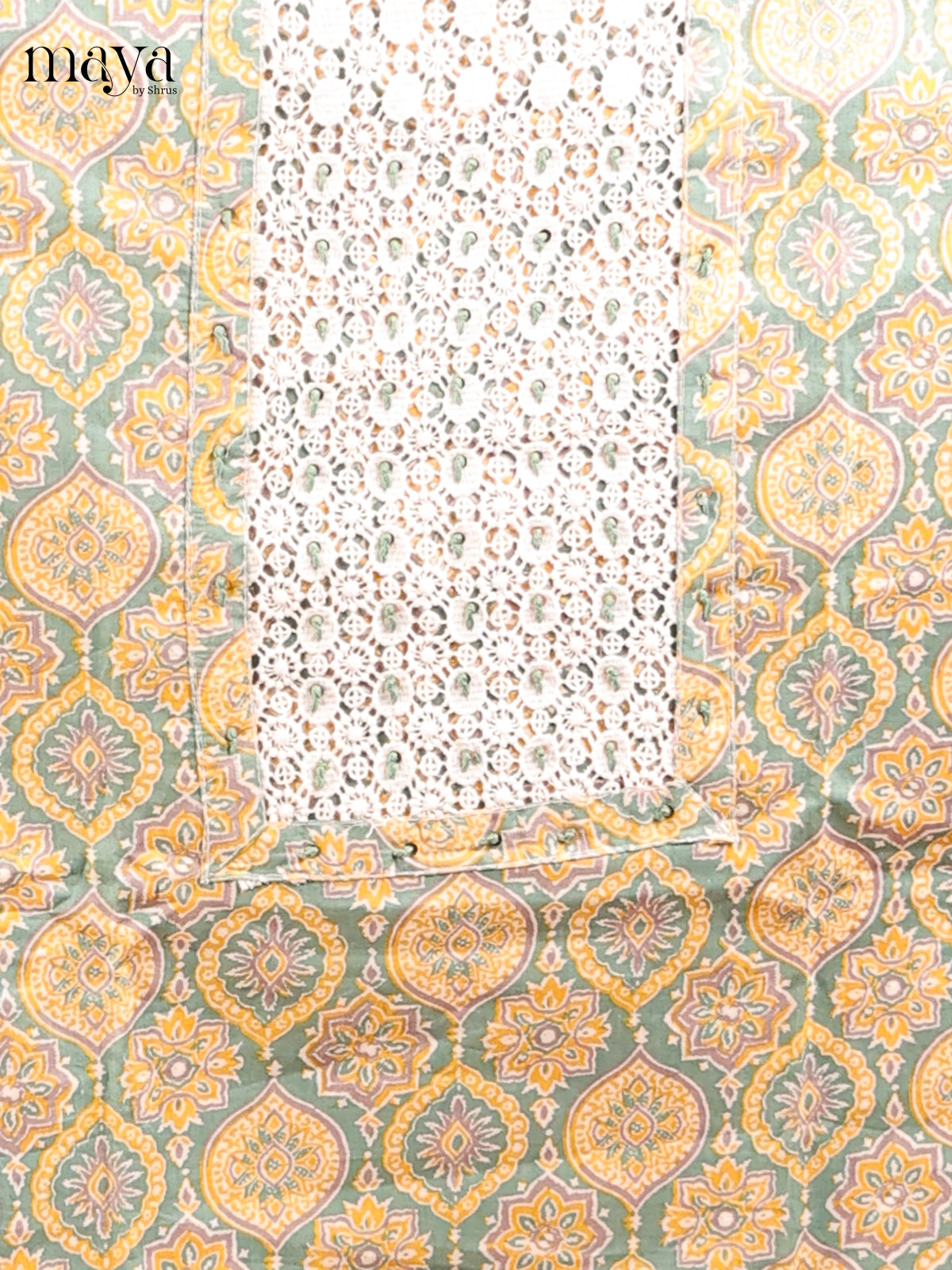 Green , Yellow & Cream - MDD21020 - Cotton salwar
