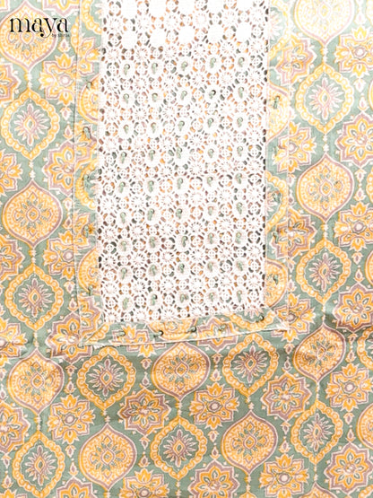 Green , Yellow & Cream - MDD21020 - Cotton salwar