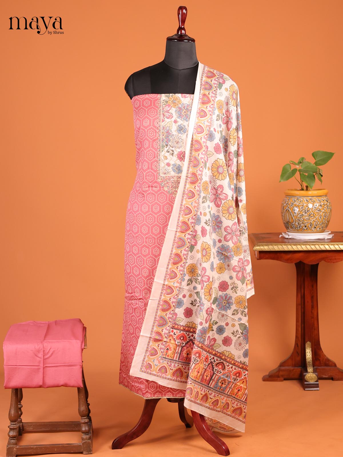 Pink & Cream - MDD21029 - Cotton salwar