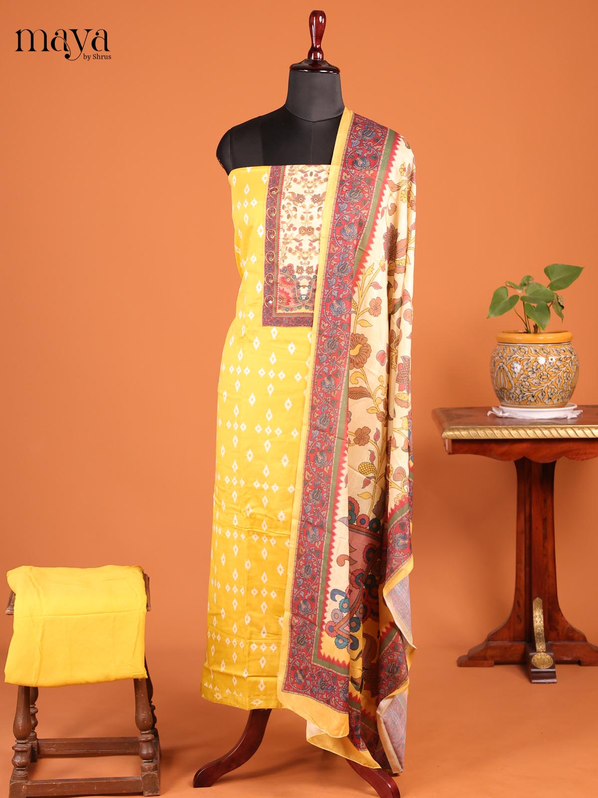 Yellow & Cream - MDD21048 - Cotton salwar