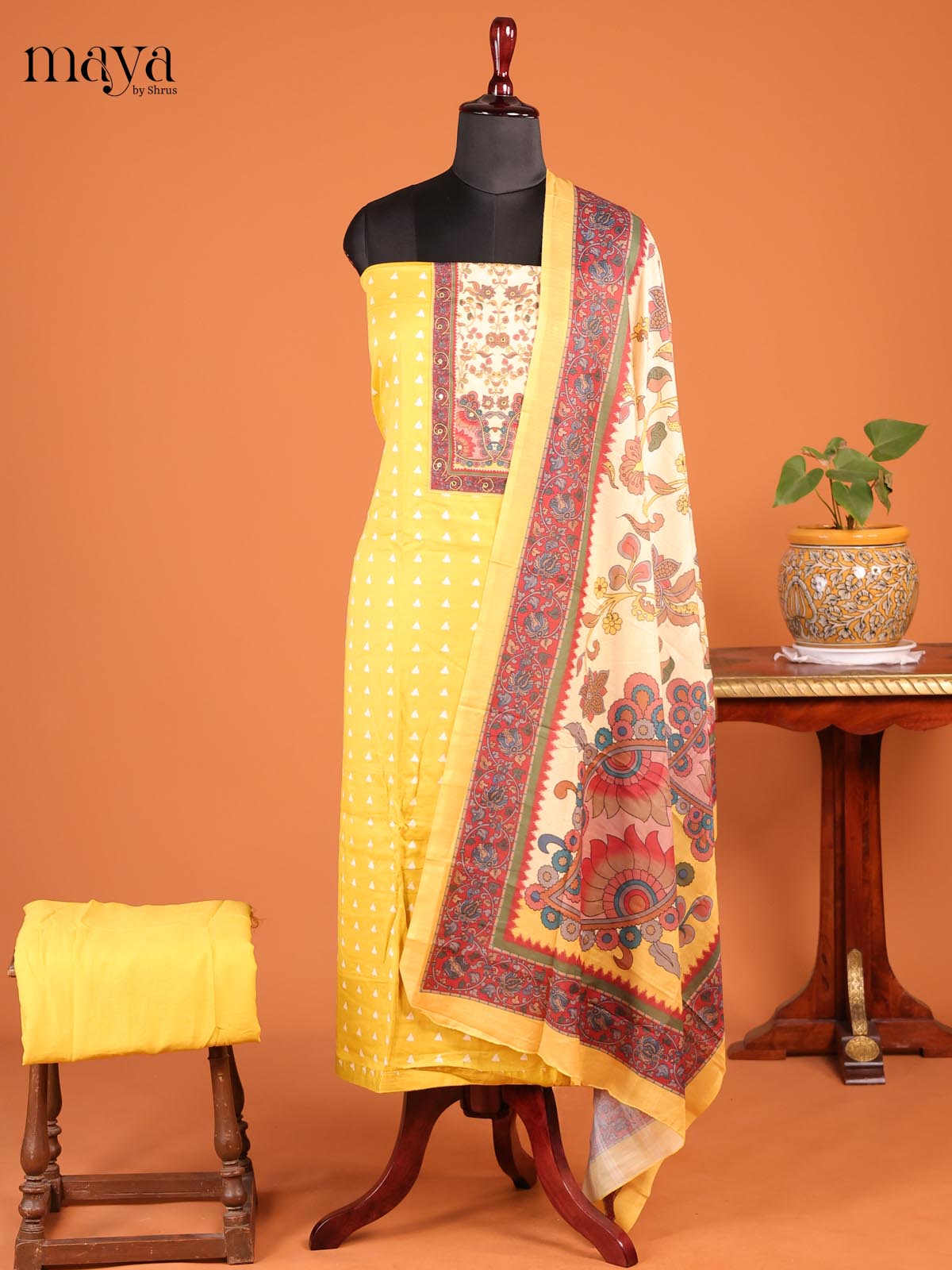 Yellow & Cream  - MDD21049 - Cotton salwar