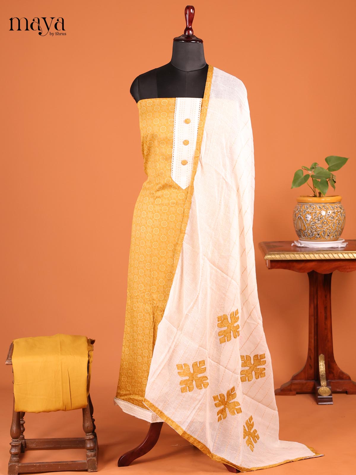 Mustard with Cream - MDD21055 - Cotton salwar