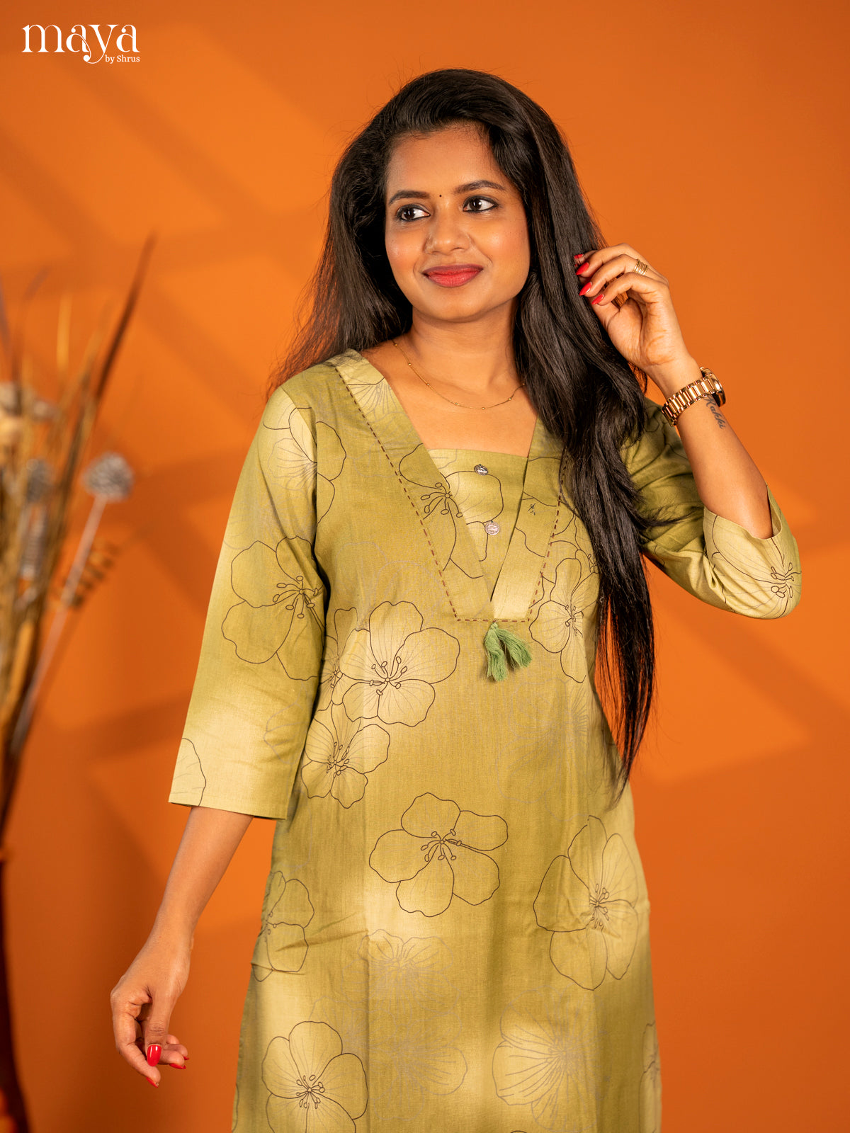Pastel Green Cotton 2Pc Floral Print Salwar Suit - Top & Bottom