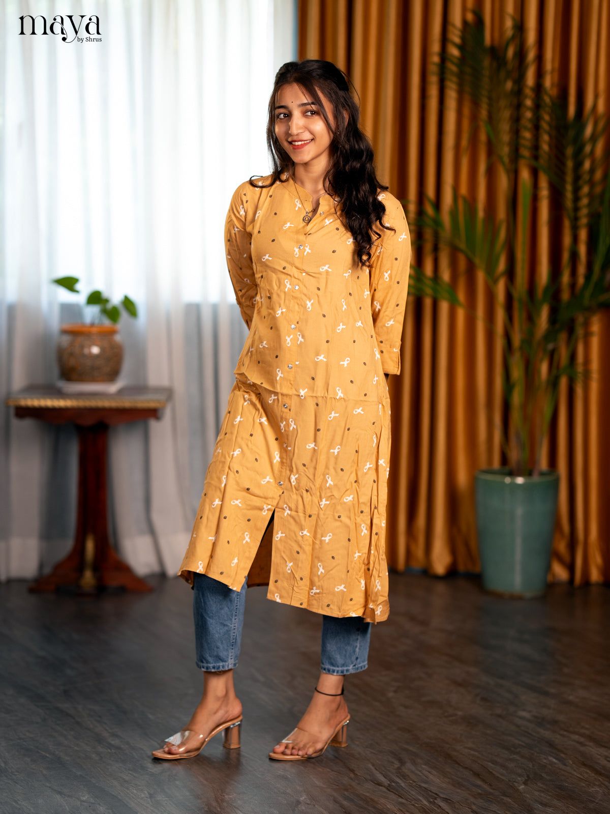 Sandal Printed Rayon A - Line Kurti