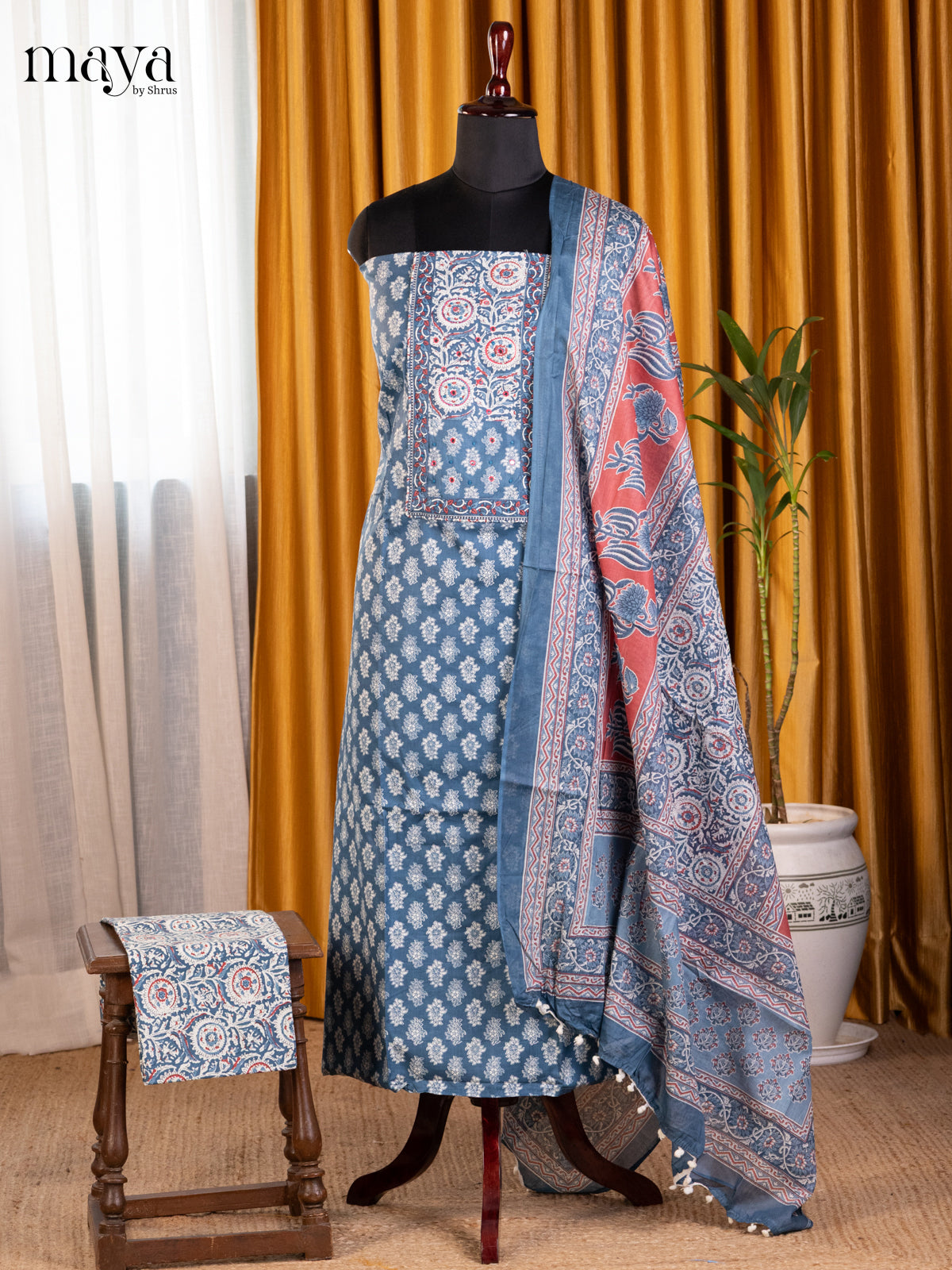 Blue & White- Cotton salwar